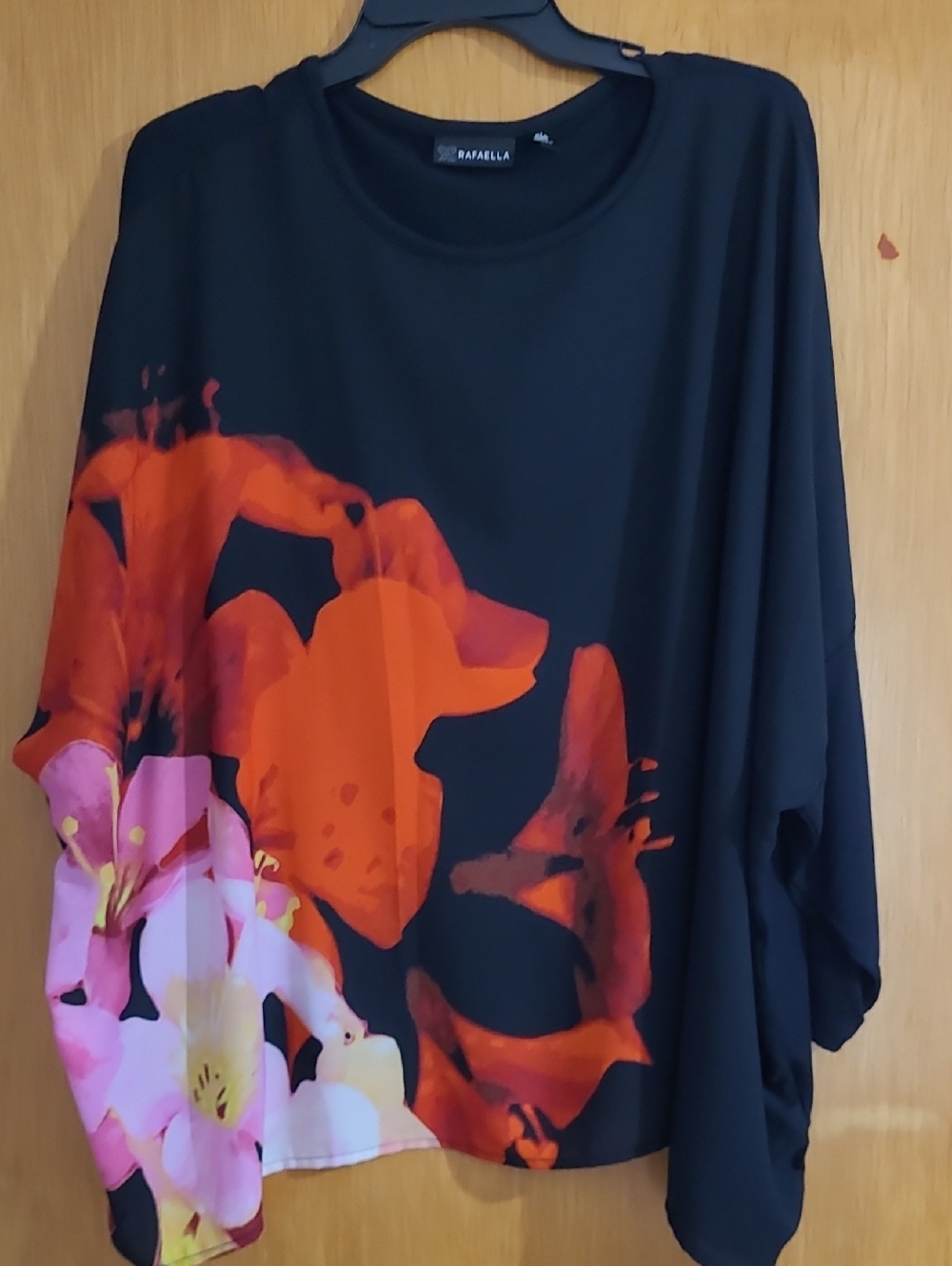 Rafaella Black Tunic with Red and Pink Floral Print